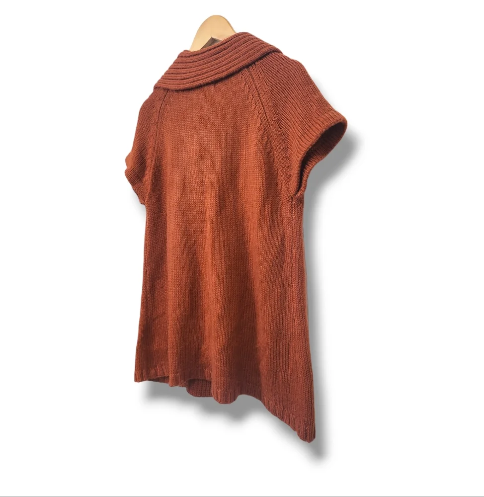 🌿United States Sweaters Women's Med Pumpkin Orange Short Sleeve Knit Cardigan - Picture 10 of 15